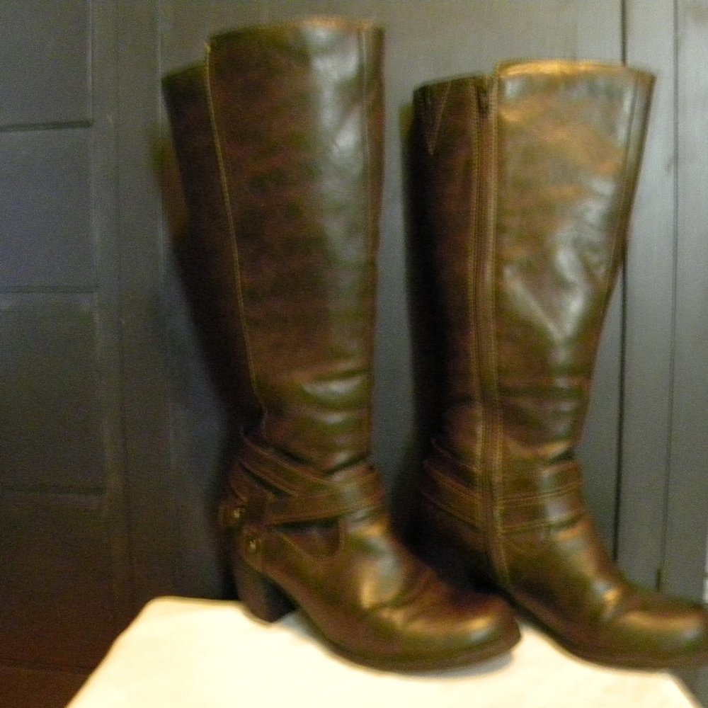 Women's Brown Riding Boots Knee High/ Side Zipper EP1723B